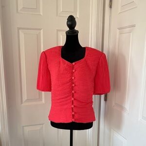 Talbots Vintage Coral Short Sleeve Jacket Blouse